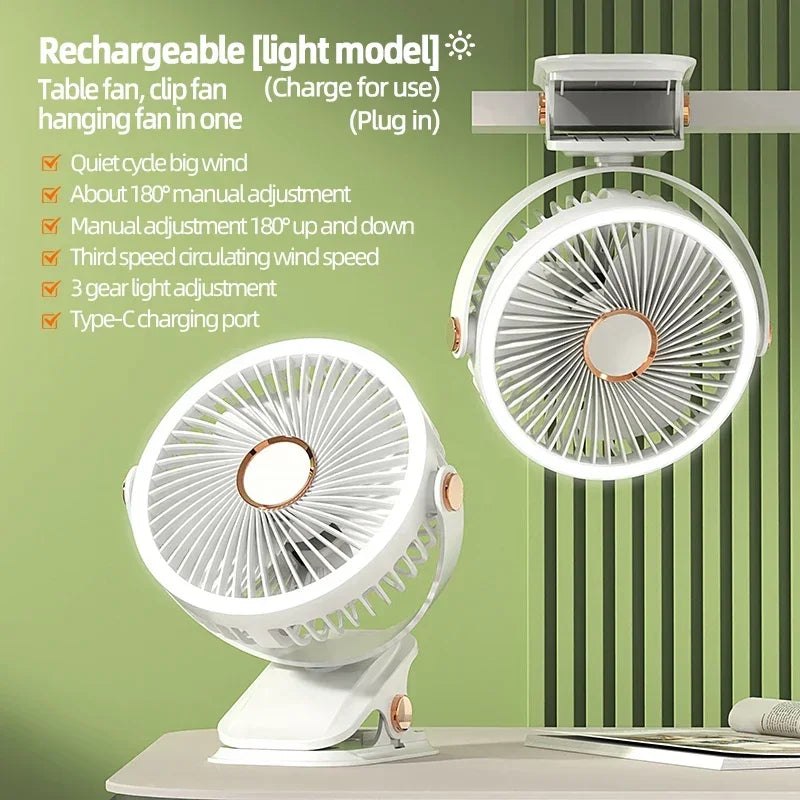 Battery-Powered Clip-On Fan – Portable and Rechargeable for Quick Comfort