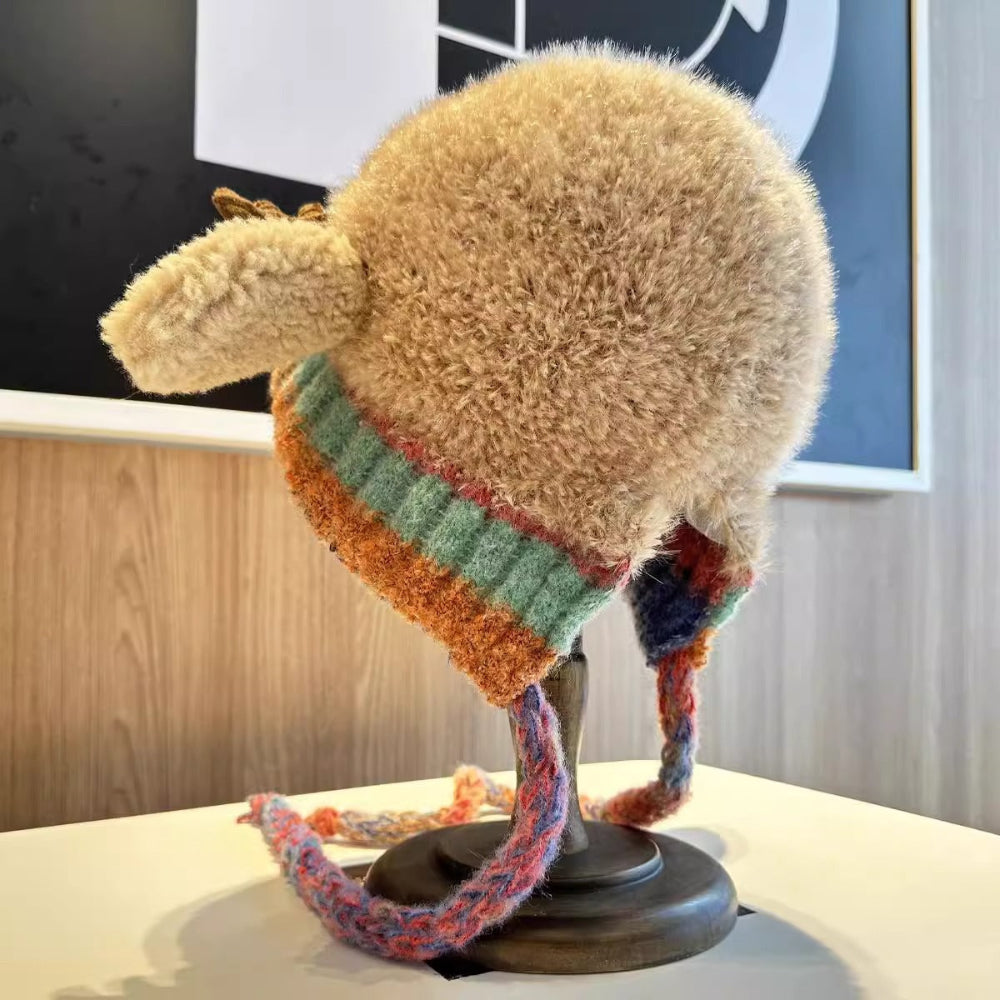 Cozy Winter Beanie with Playful Reindeer Ears
