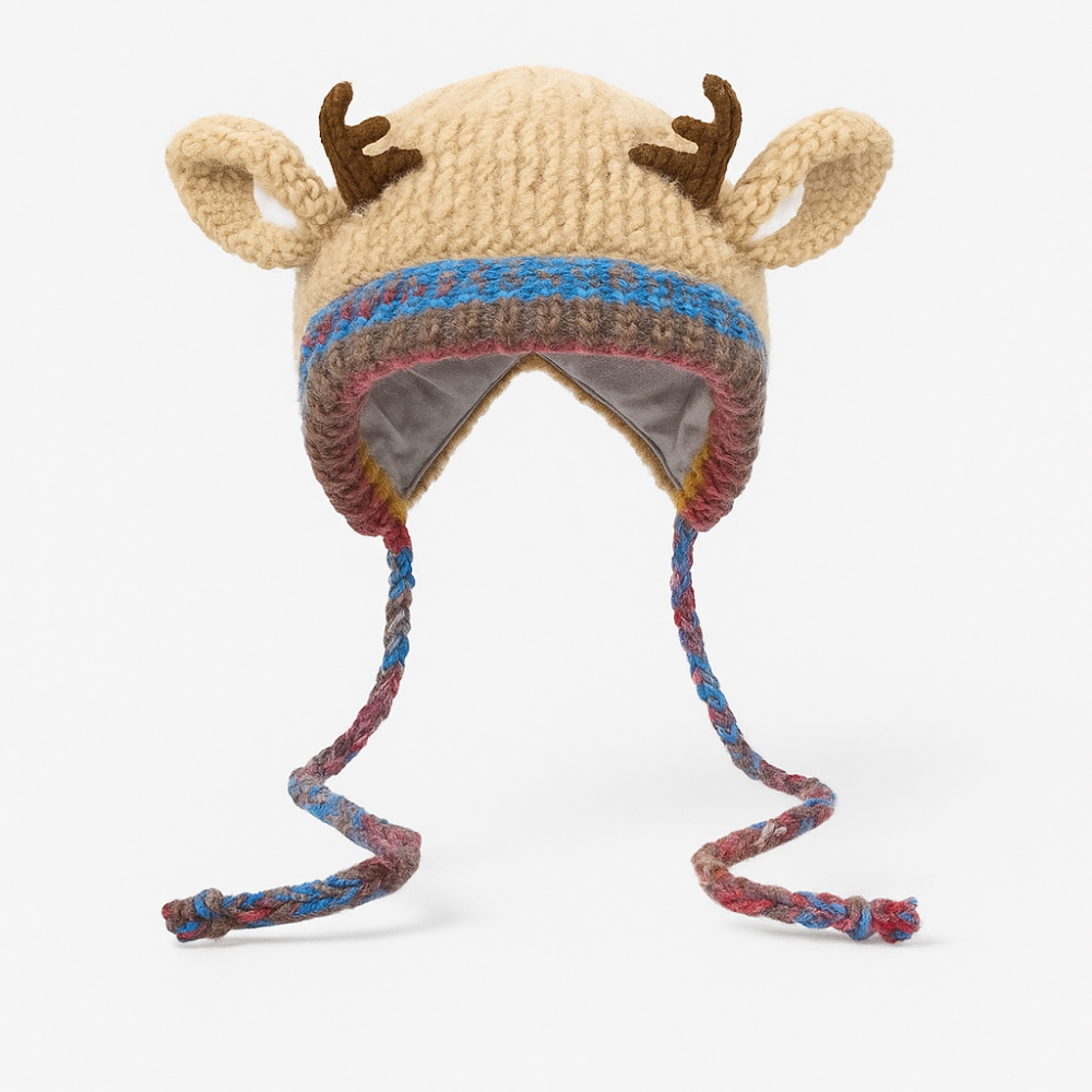 Cozy Winter Beanie with Playful Reindeer Ears