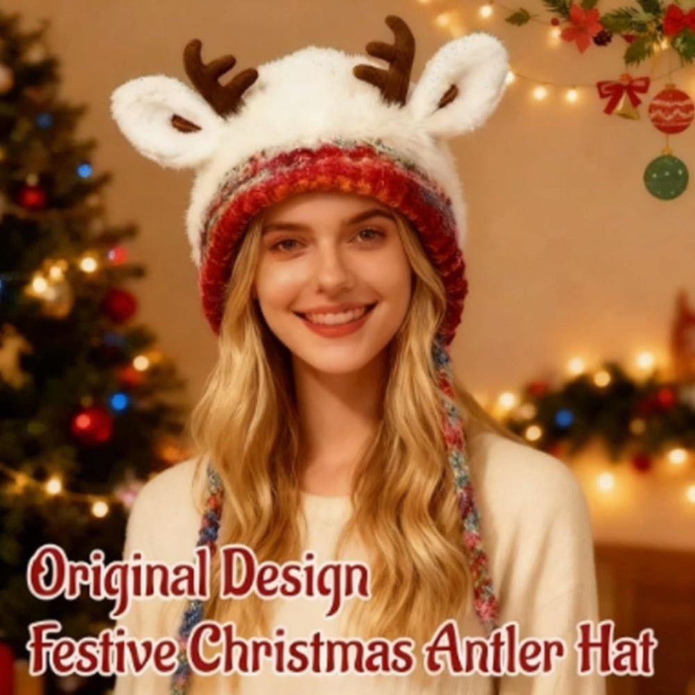 Cozy Winter Beanie with Playful Reindeer Ears