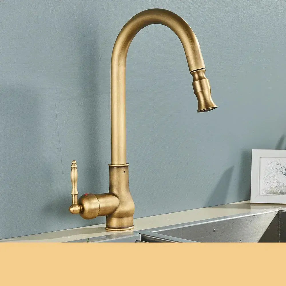 Classic Brass Kitchen Faucet with Swivel Spout