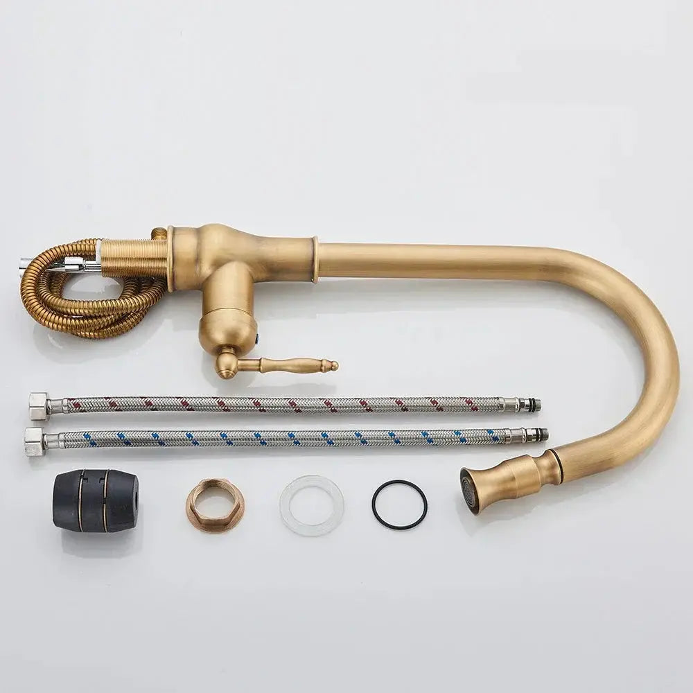 Classic Brass Kitchen Faucet with Swivel Spout