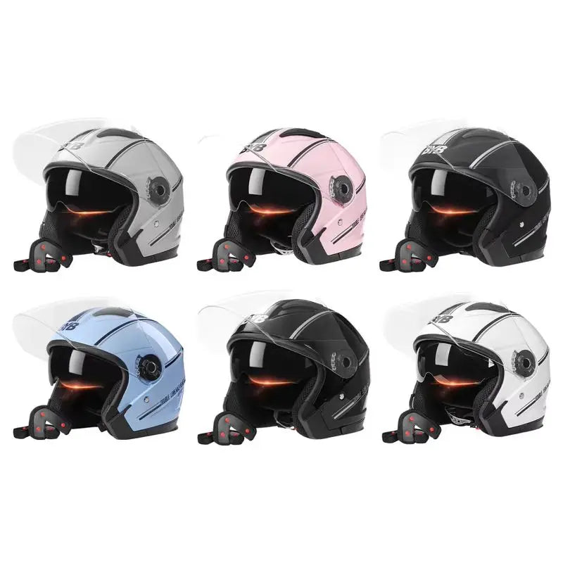 Lightweight Open-Face Motorcycle Helmet - Retro Style, Dual Lens, Anti-Fog Visor