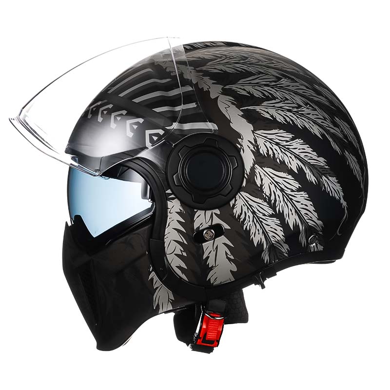 Vintage Motorcycle Helmet with Detachable Chin Guard – Retro Modular Design, DOT & ECE Certified