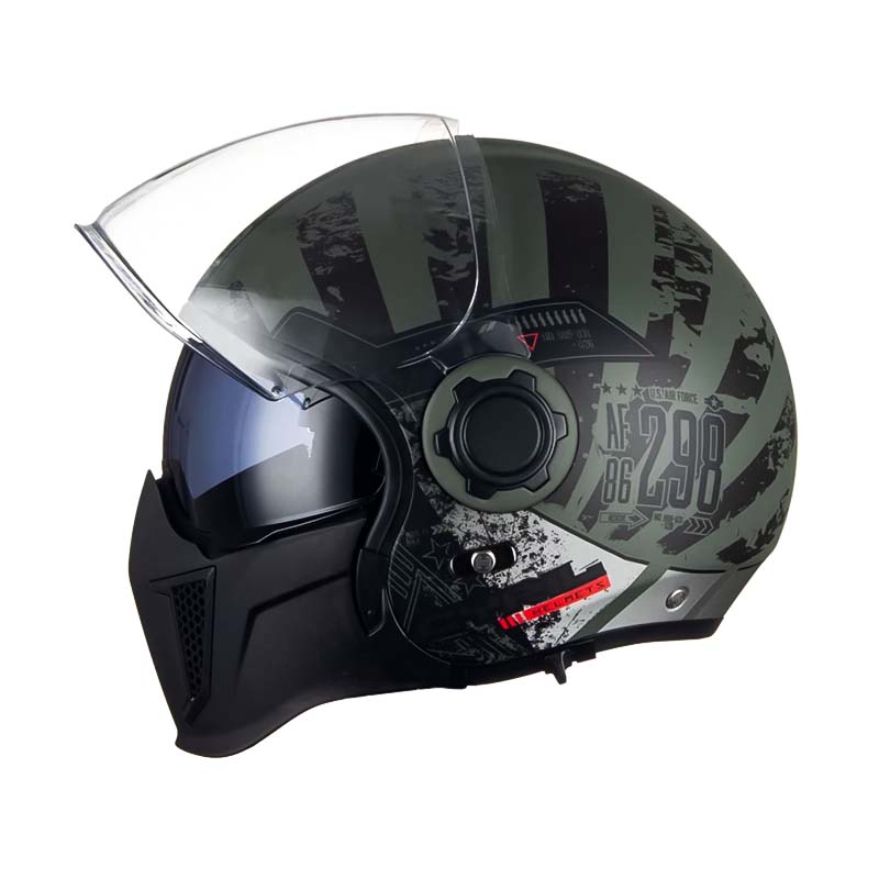 Vintage Motorcycle Helmet with Detachable Chin Guard – Retro Modular Design, DOT & ECE Certified