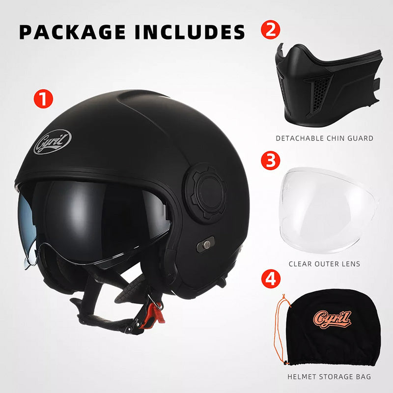 Vintage Motorcycle Helmet with Detachable Chin Guard – Retro Modular Design, DOT & ECE Certified