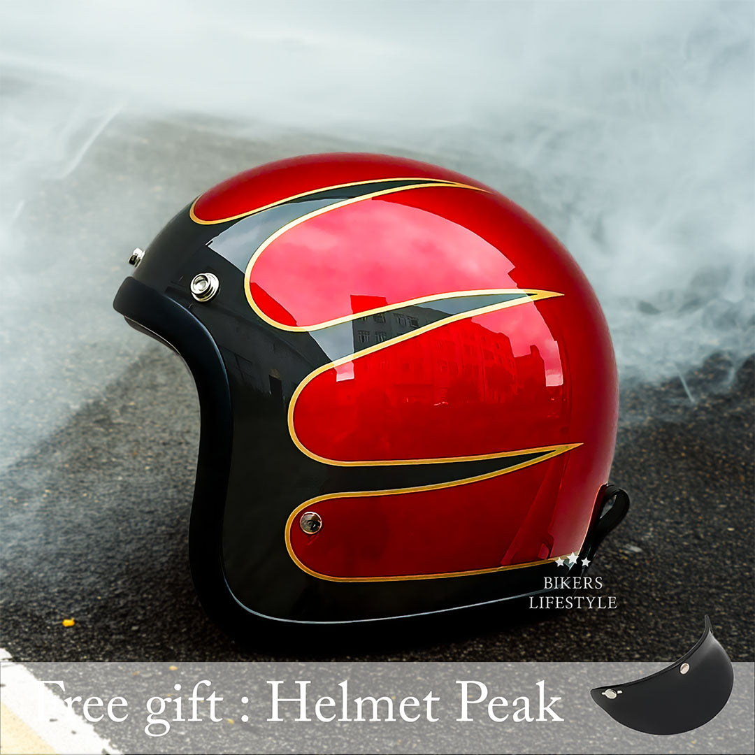 Lightweight Low Profile Motorcycle Helmet – Retro Style, DOT & ECE Approved