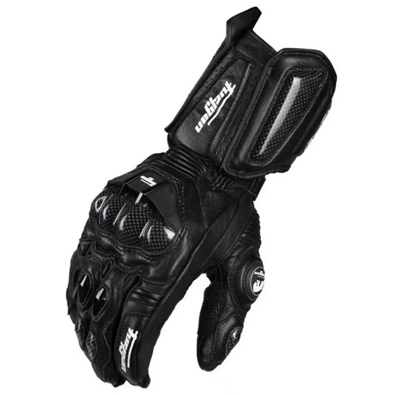 Leather Motorcycle Gloves with Carbon Fiber Protection | Waterproof & Touchscreen Friendly for All-Weather Use