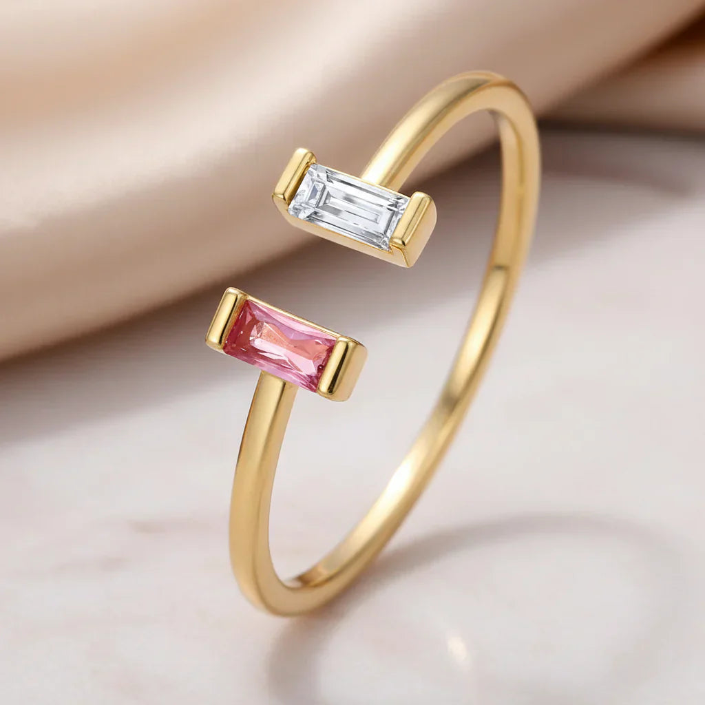 Customizable Gemstone Ring in Gold - Elegant Everyday Accessory