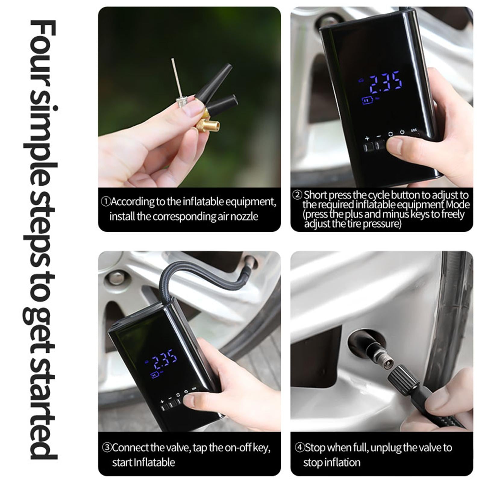 Compact Air Pump with LED Screen for Fast Tire Inflation