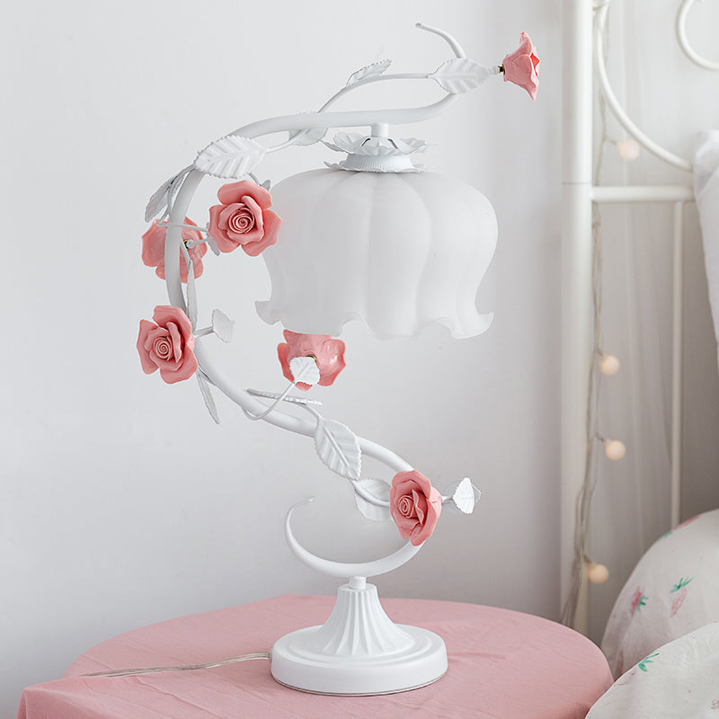 Decorative Table Lamp | Handcrafted Rose Petal Shade | Glass & Floral Frame | Ambient Lighting