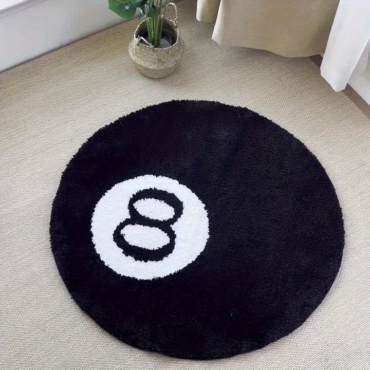 Bold 8-Ball Area Rug – Stylish Non-Slip Carpet for Any Room