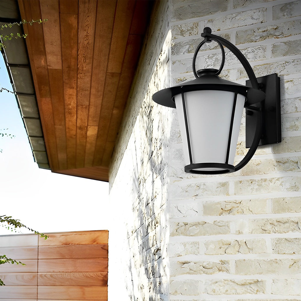 1-Light 13 In. Black Vintage White Opal Frosted Glass Outdoor Wall Light by Taavita