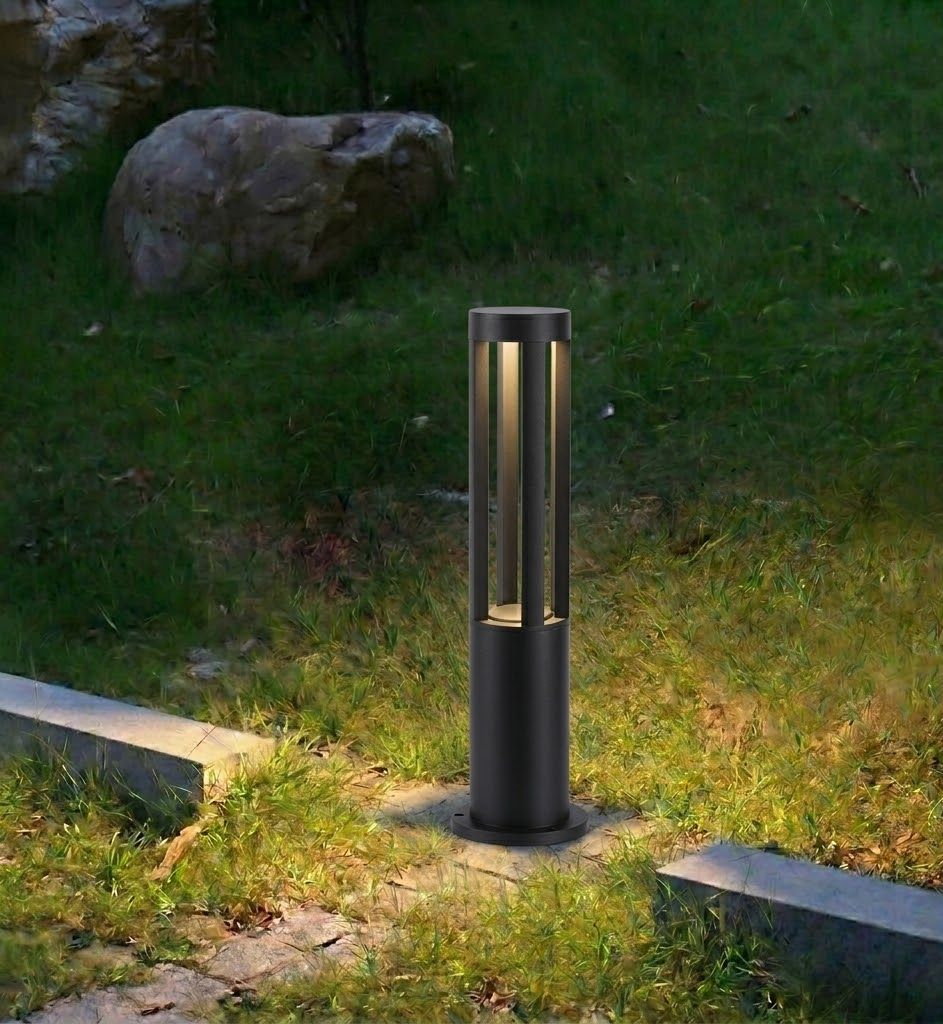 Sleek Waterproof LED Garden Path Light in Black Aluminum