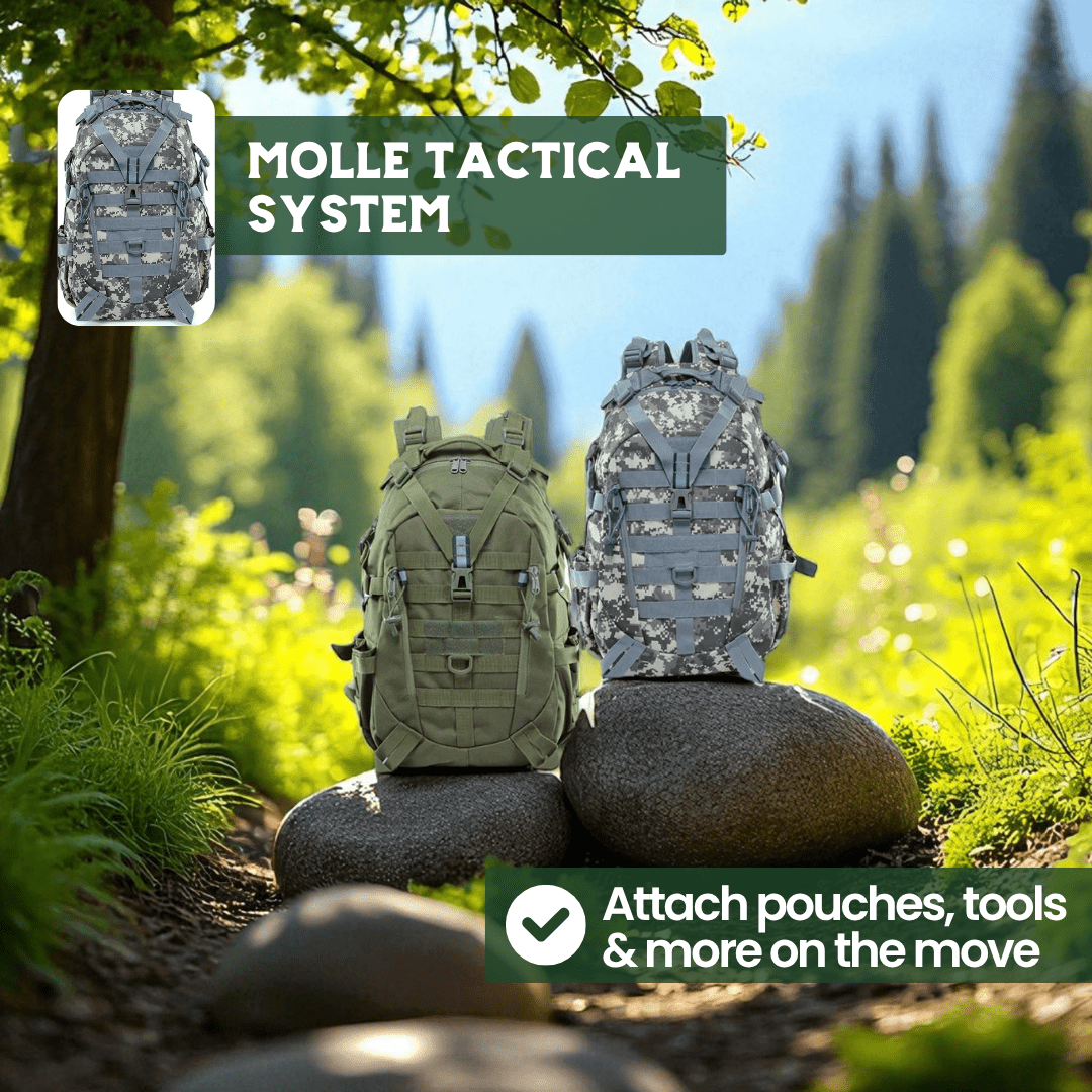 Tactical 40L Backpack with MOLLE System & Water-Resistant Material
