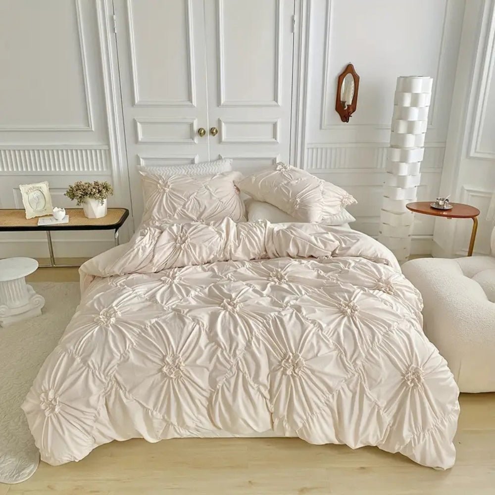 ChicDream Ruffled Duvet Cover Set with Botanical Design