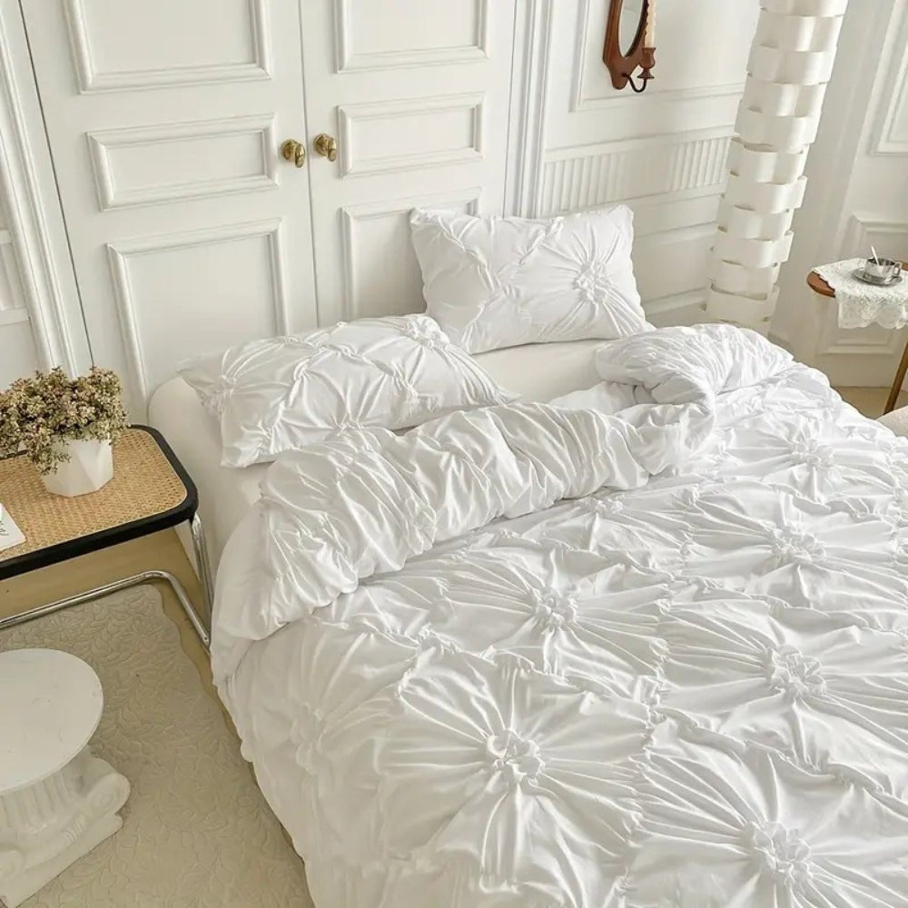 ChicDream Ruffled Duvet Cover Set with Botanical Design
