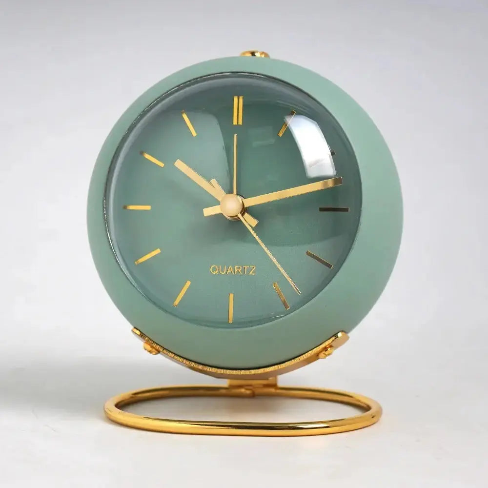 Elegant Silent Quartz Alarm Clock on Stylish Gold Base