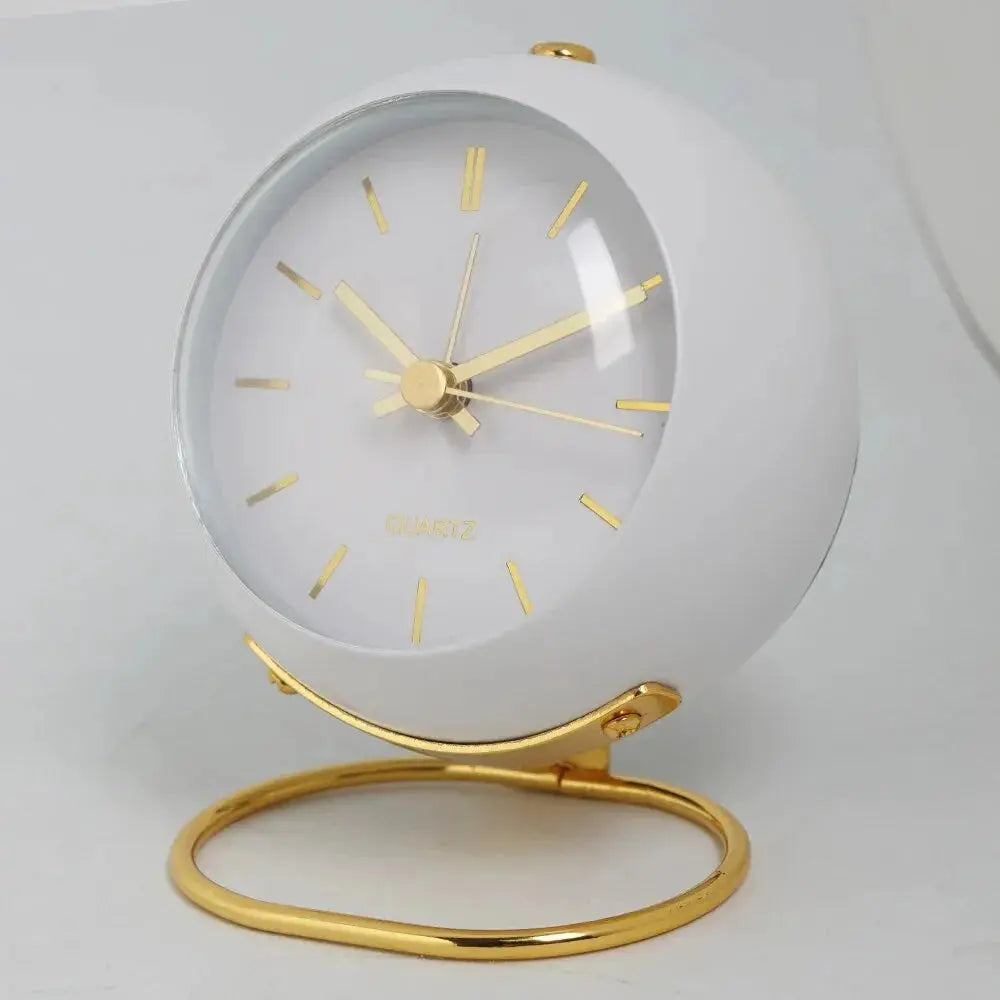 Elegant Silent Quartz Alarm Clock on Stylish Gold Base