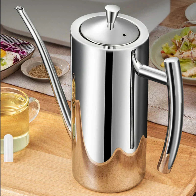 Oil Dispenser in Stainless Steel with Spout for Easy Pouring