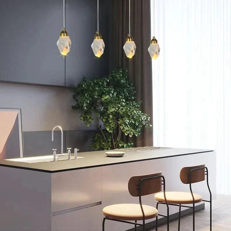 Faceted Shade Crystal Pendant Light with LED