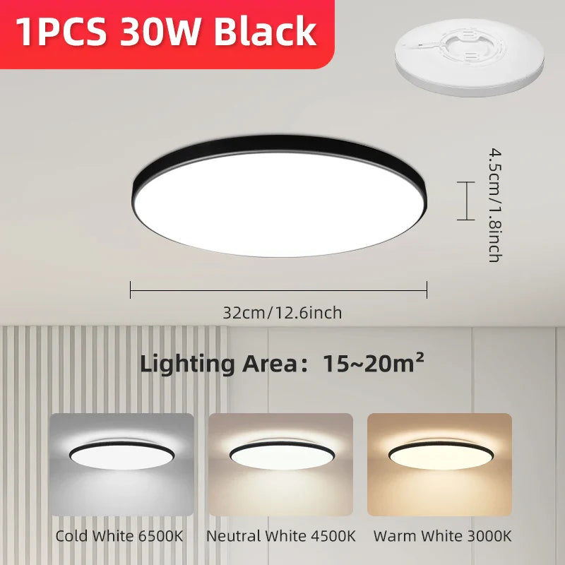 Round Ceiling Light with Motion Sensor - LED Technology for Generous Lighting