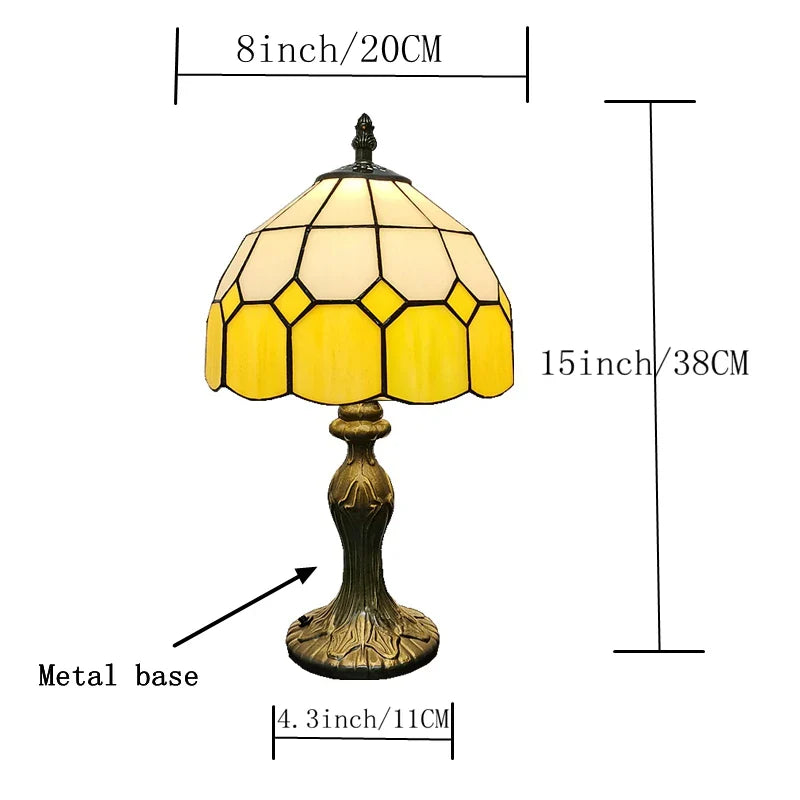 8" Nordic Plaid Table Lamp Modern Bedside Desk Light Green Purple Yellow Girls