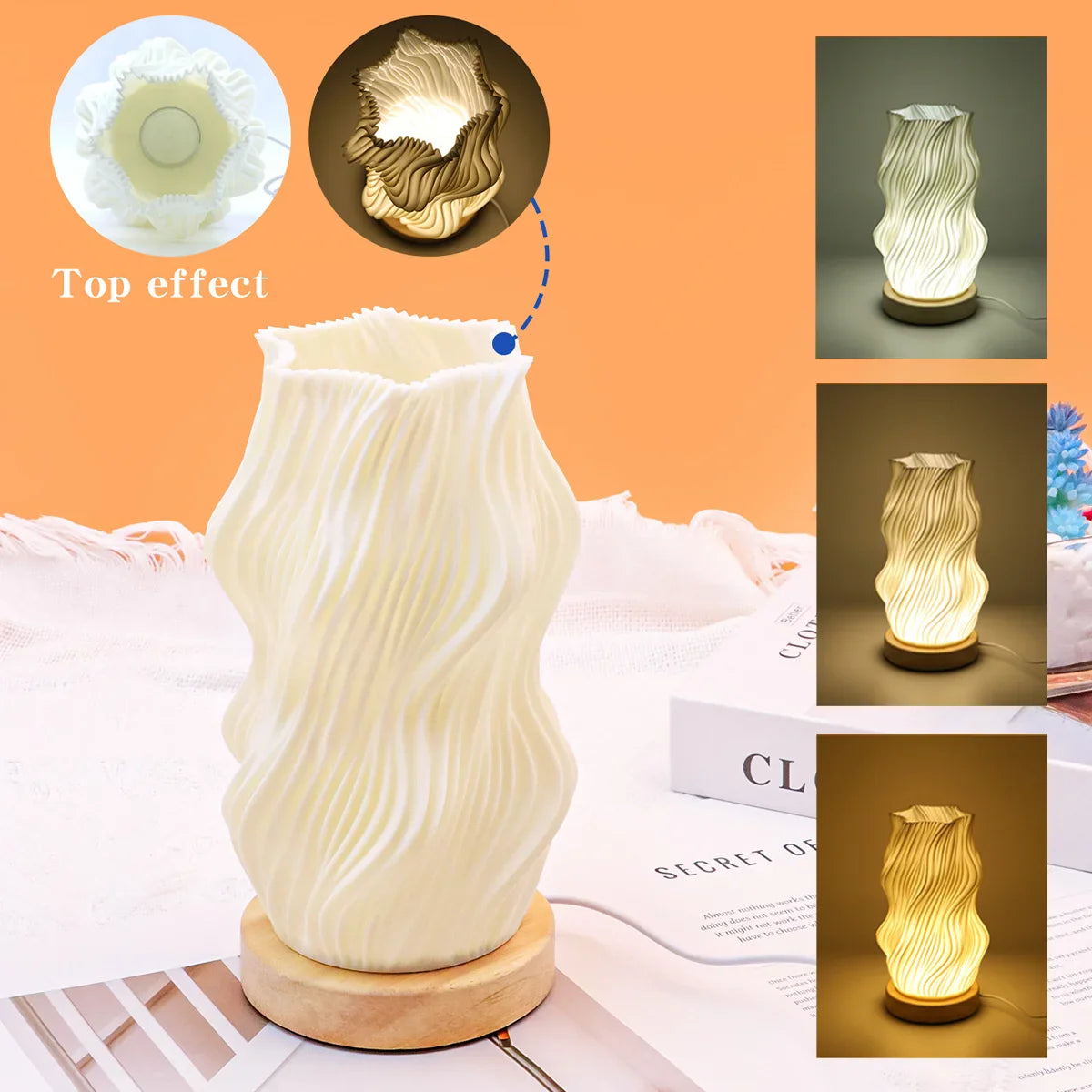 Stylish USB-Powered 3D Pleated Table Lamp with Dimming Feature