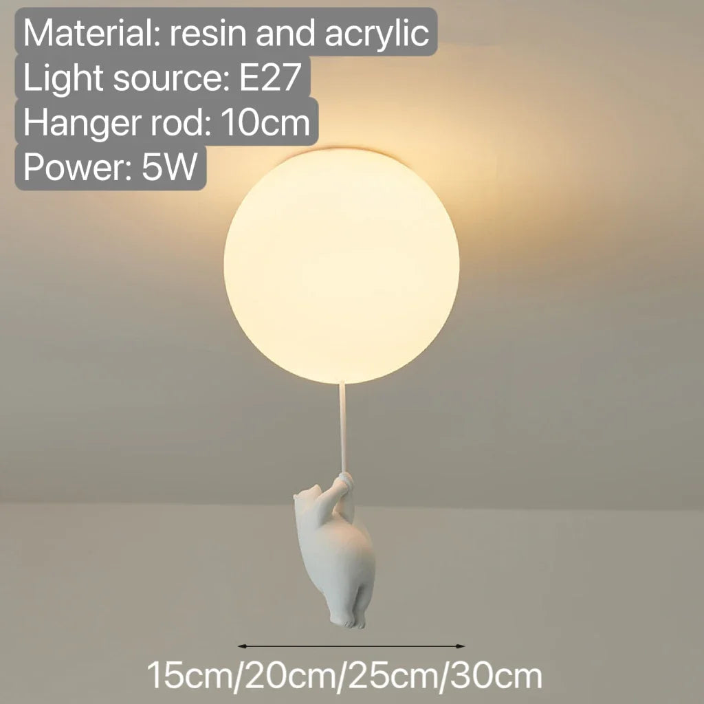 Charming Teddy Bear Balloon Pendant Light for Kids' Rooms