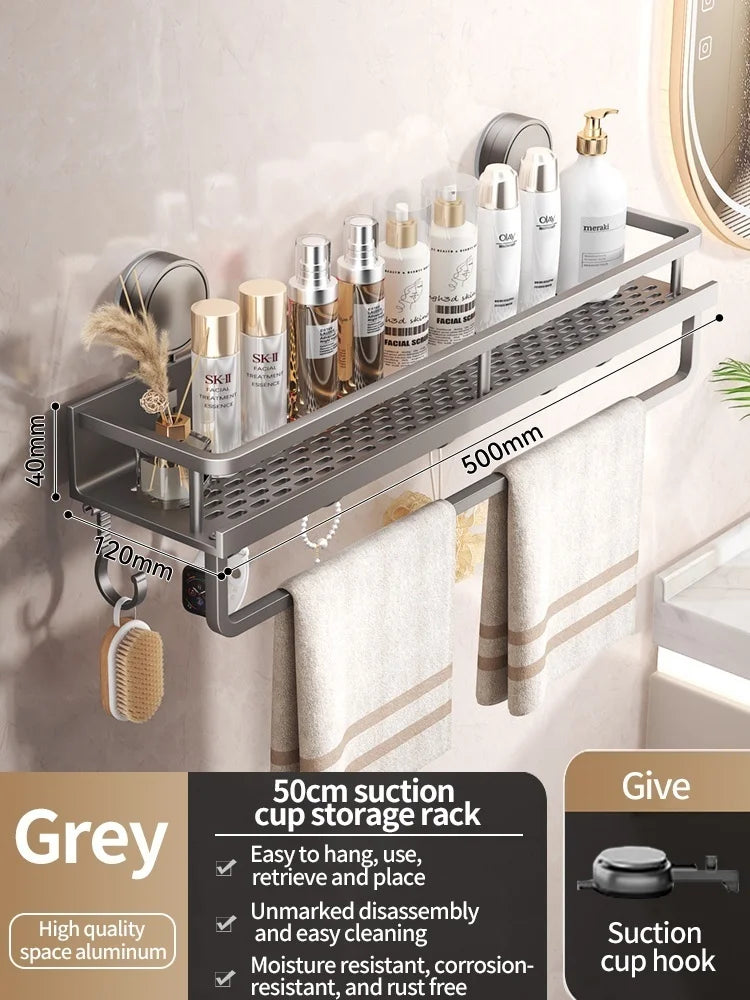 Bathroom Shelf with Suction Cups – No Drill Wall Mount in 3 Sizes