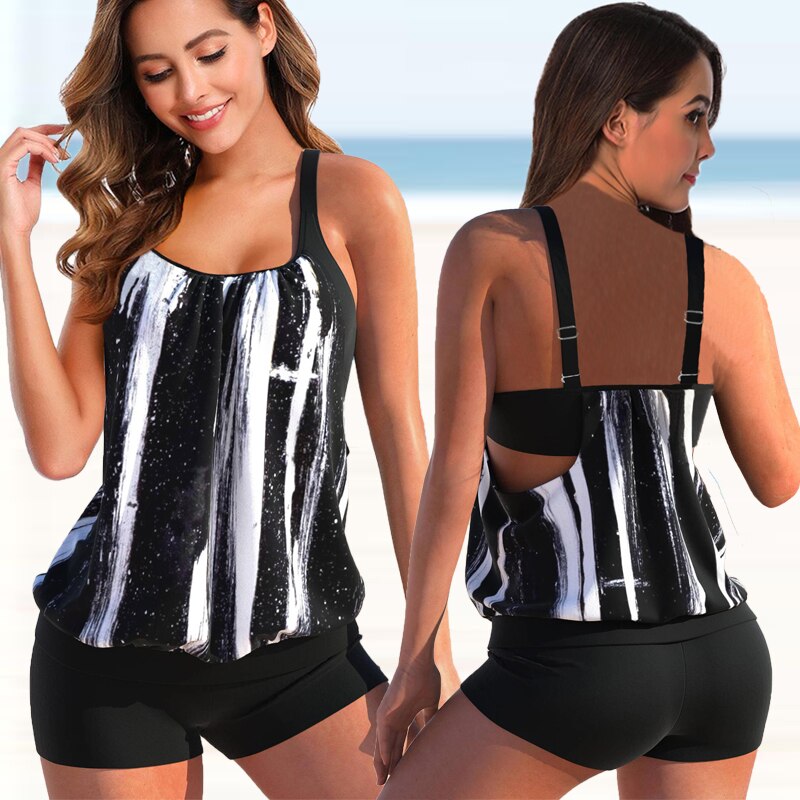 Women’s Tankini Swimsuit Set | Two-Tone Design | Quick-Drying Fabric | Comfortable Fit