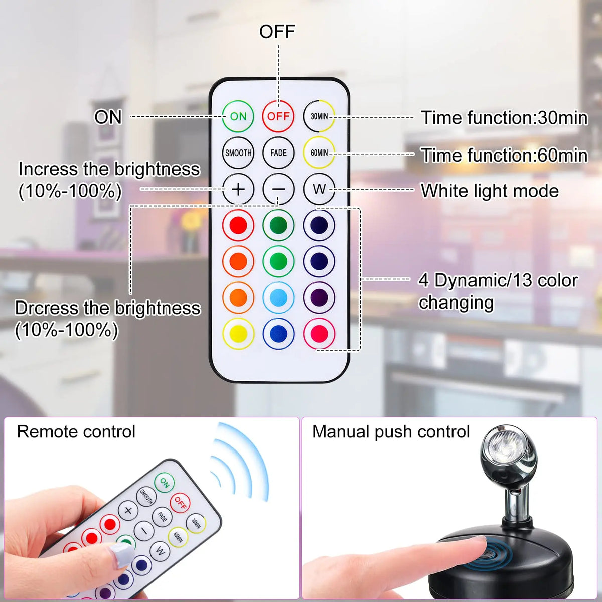 LED Wall Light with Remote Control - Adjustable & Modern