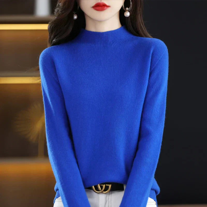 LuxeMerino Women's 100% Pure Wool Sweater for Chillier Days