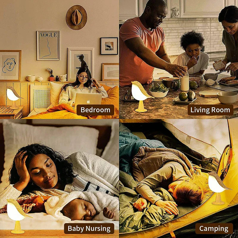 Charming Nature-Inspired LED Lamp with Colorful Bird Design