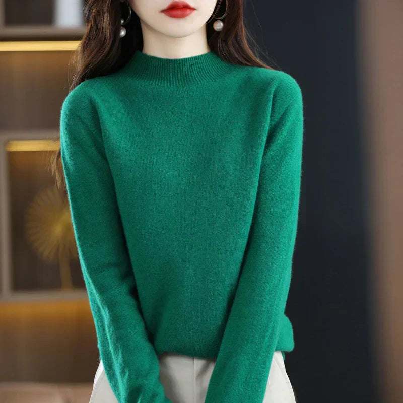 LuxeMerino Women's 100% Pure Wool Sweater for Chillier Days