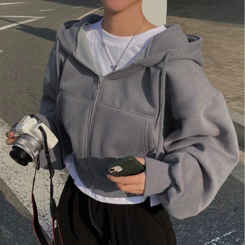 Hooded Zip-Up Hoodie | Thick Cozy Fabric | Warm & Stylish Comfort | Polyester