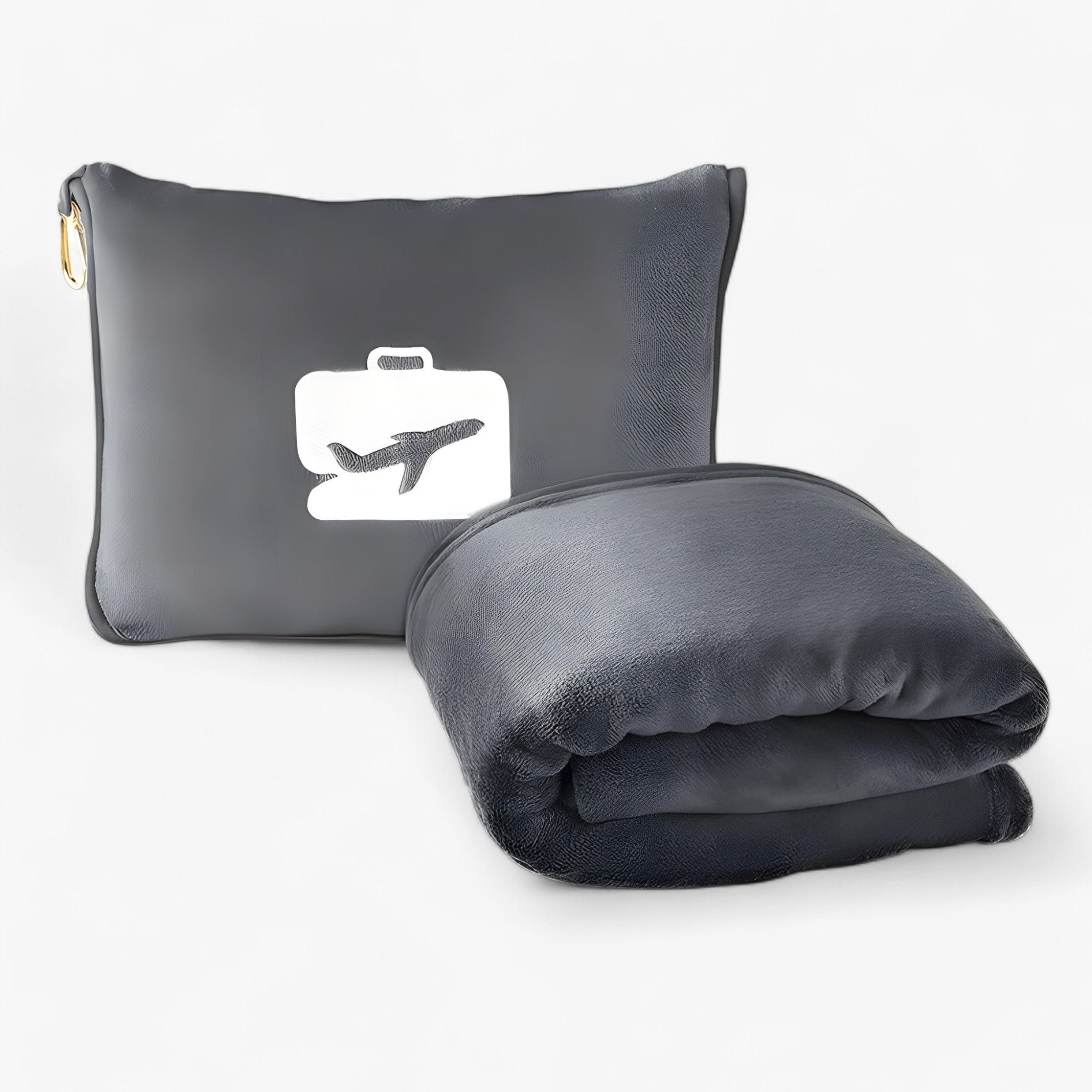 Compact Travel Set with Soft Pillow and Blanket in Carry Bag
