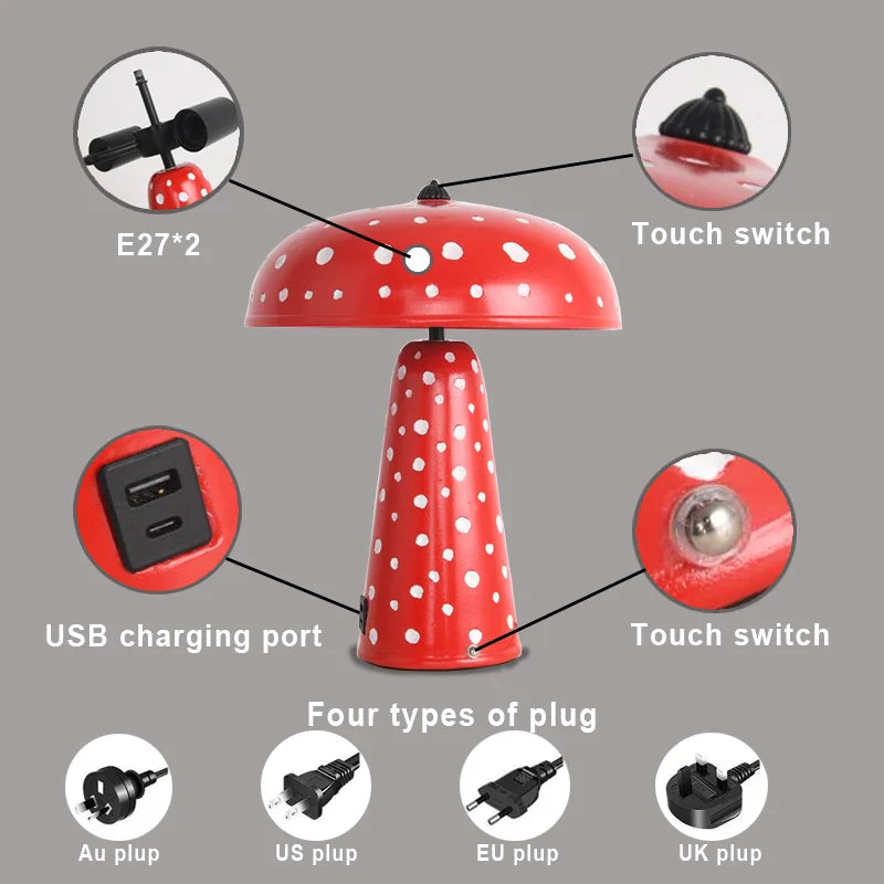 Stylish Touch-Control LED Night Lamp with Wireless Charging