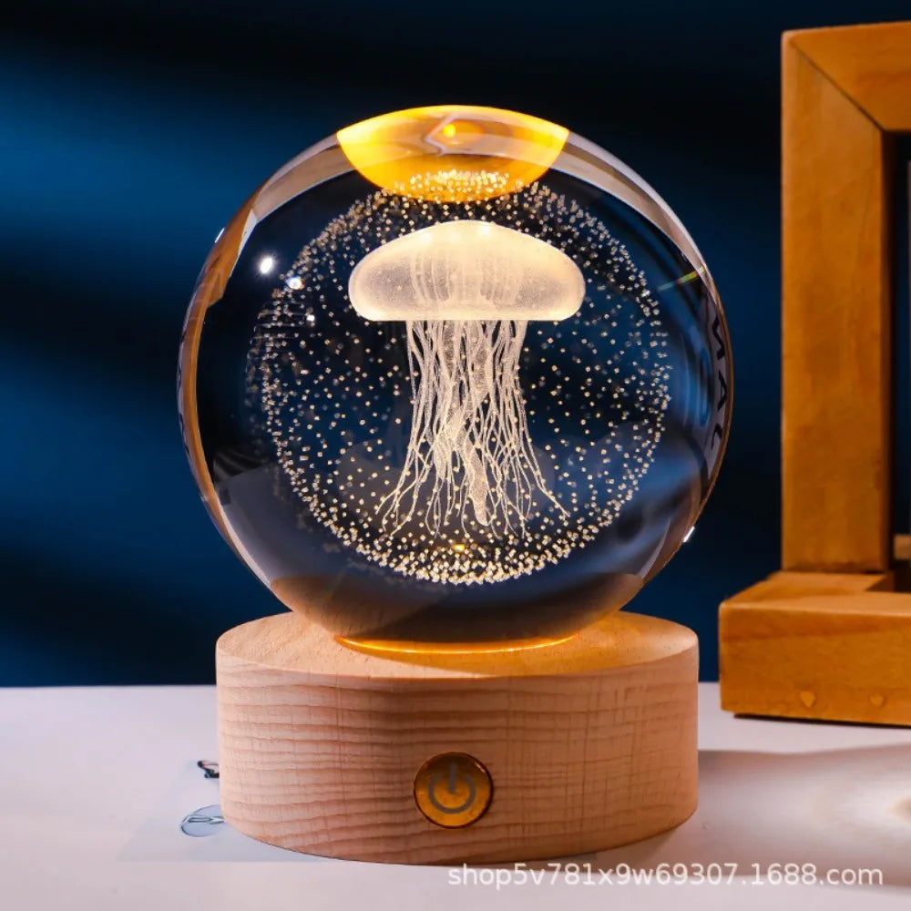 Enchanting 3D Axolotl LED Crystal Night Light for Home Decor
