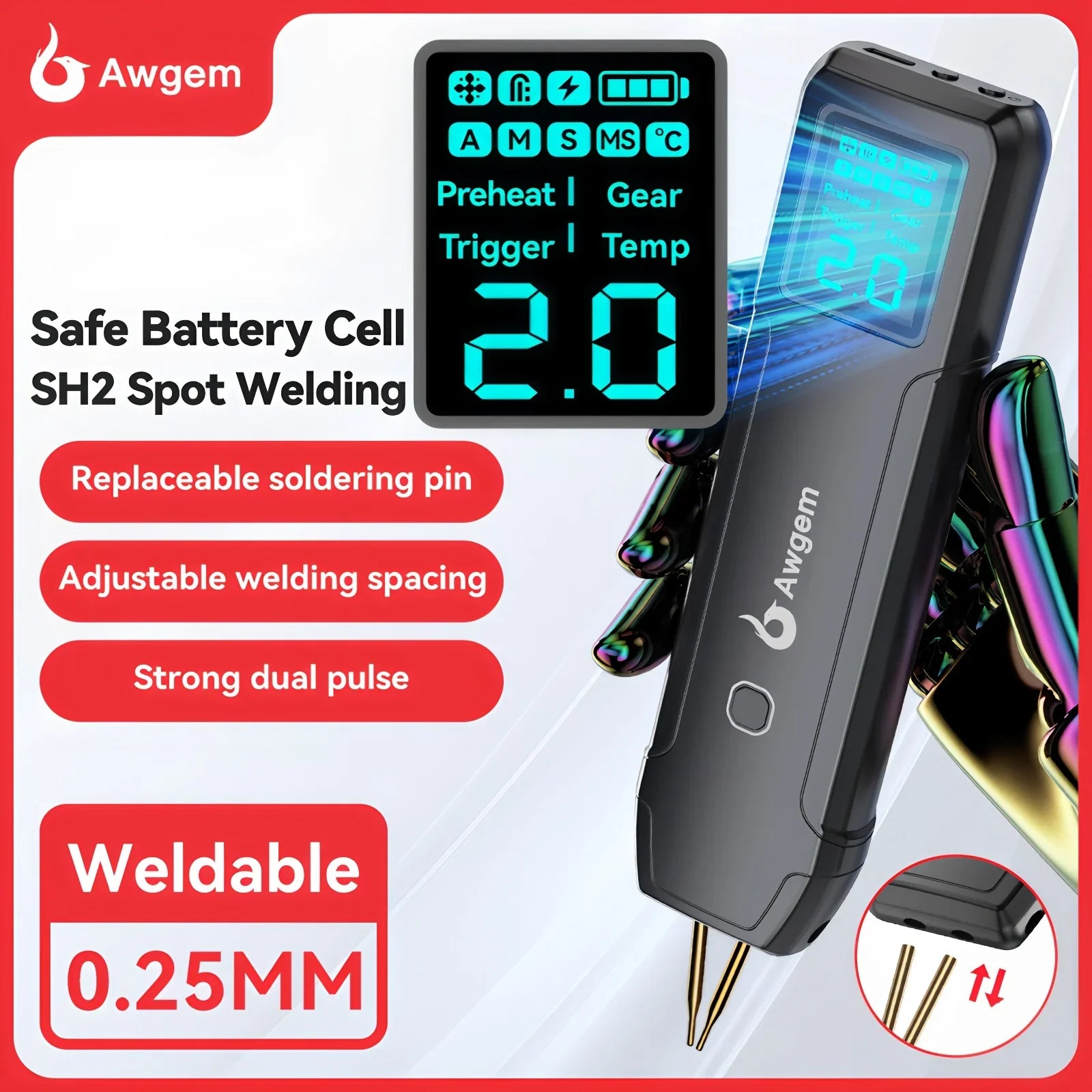 Compact Handheld Spot Welder for 18650 Battery Assembly