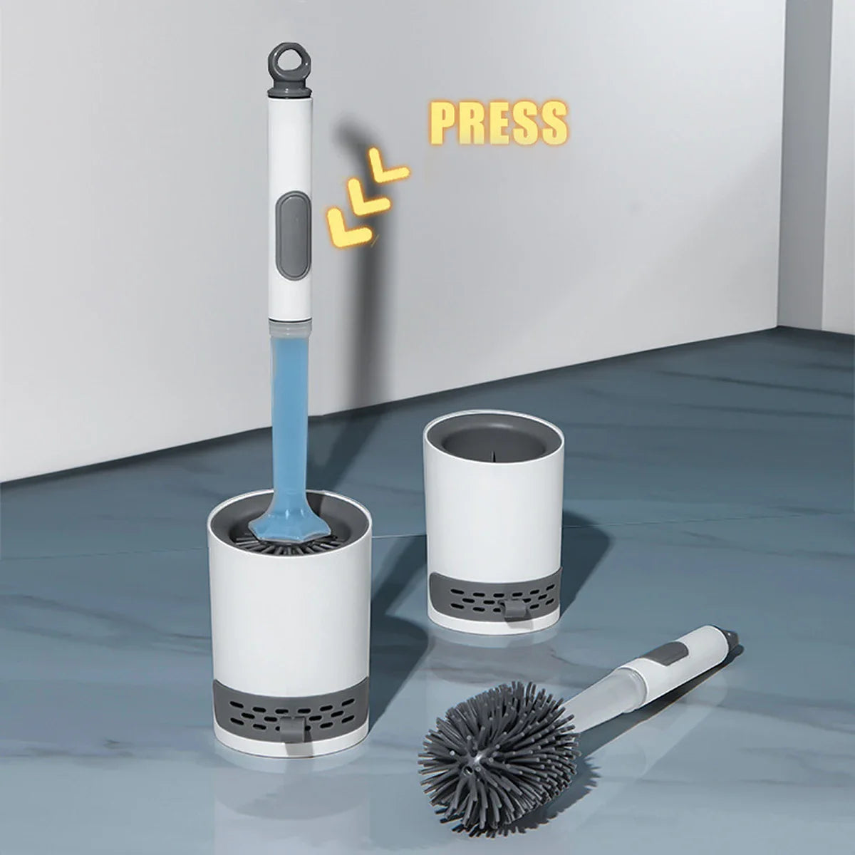 Contact-Free Silicone Toilet Brush with Soap Dispensing Feature