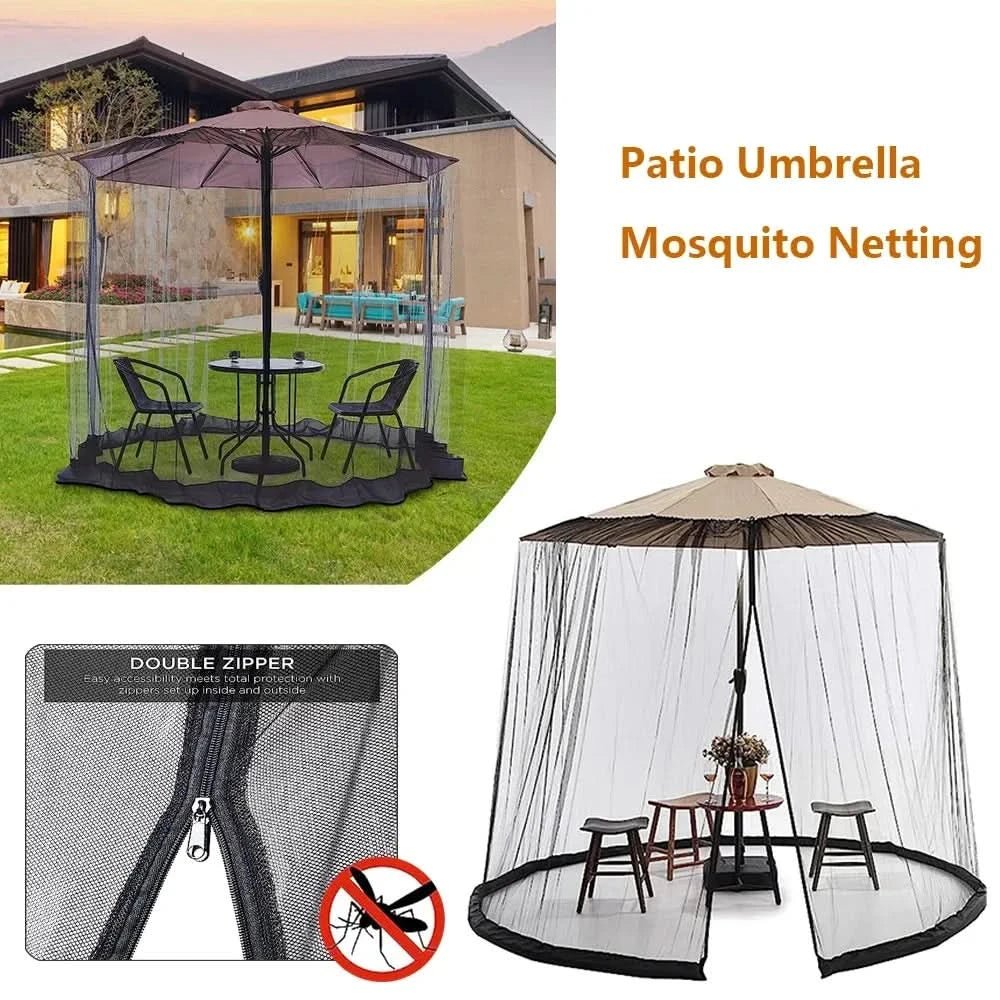 SafeHaven Mosquito Net for Parasols Up to 4 Meters with Zip Access
