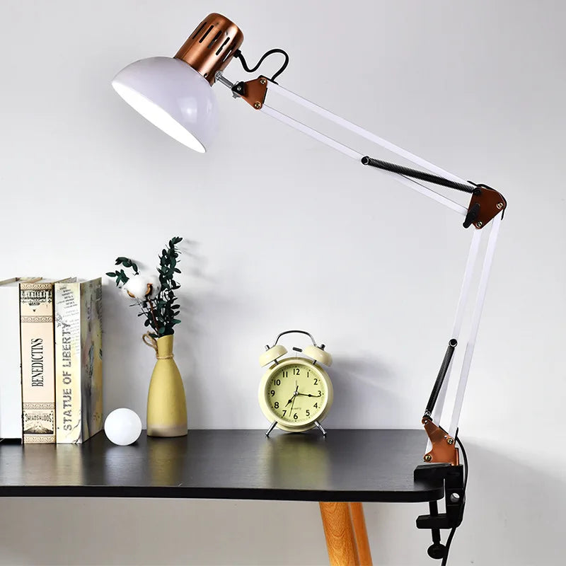 Adjustable LED Desk Lamp with Clamp and Swing Arm Design