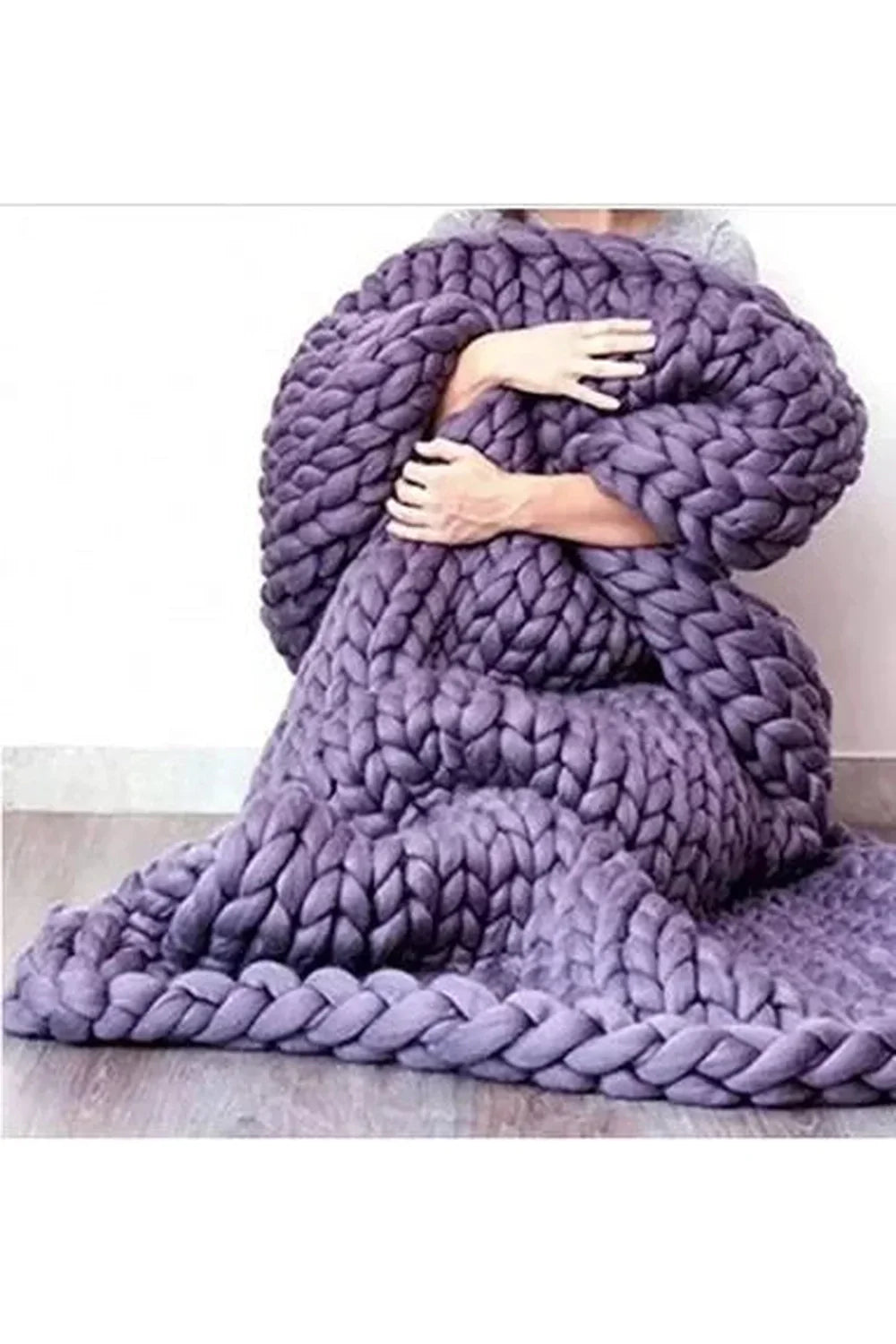 Chunky Knit Throw Blanket | Plush Softness | Cozy Warmth for Chilly Nights | Polyester