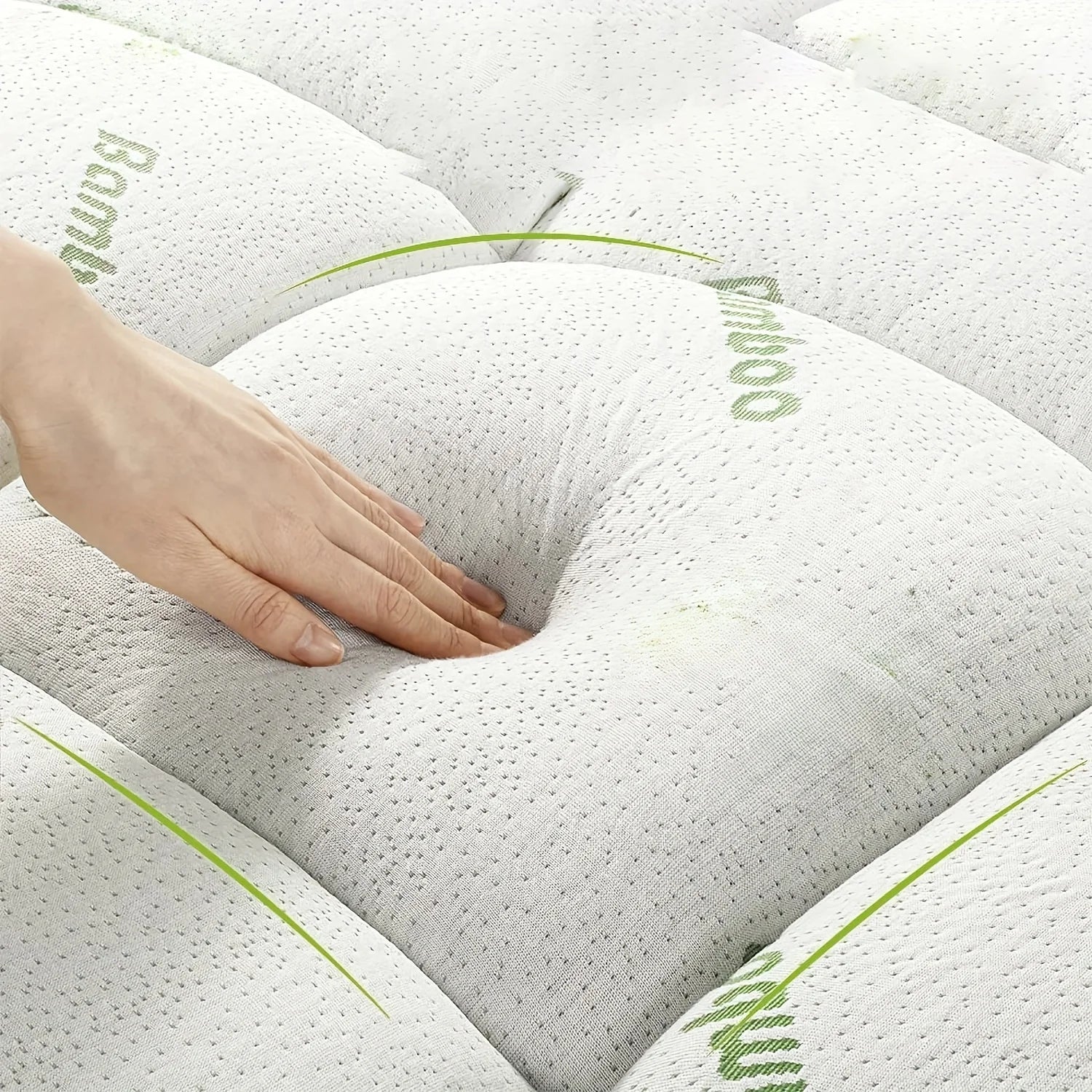 Cooling Mattress Topper with Pillow Top and Deep Pockets – Bamboo