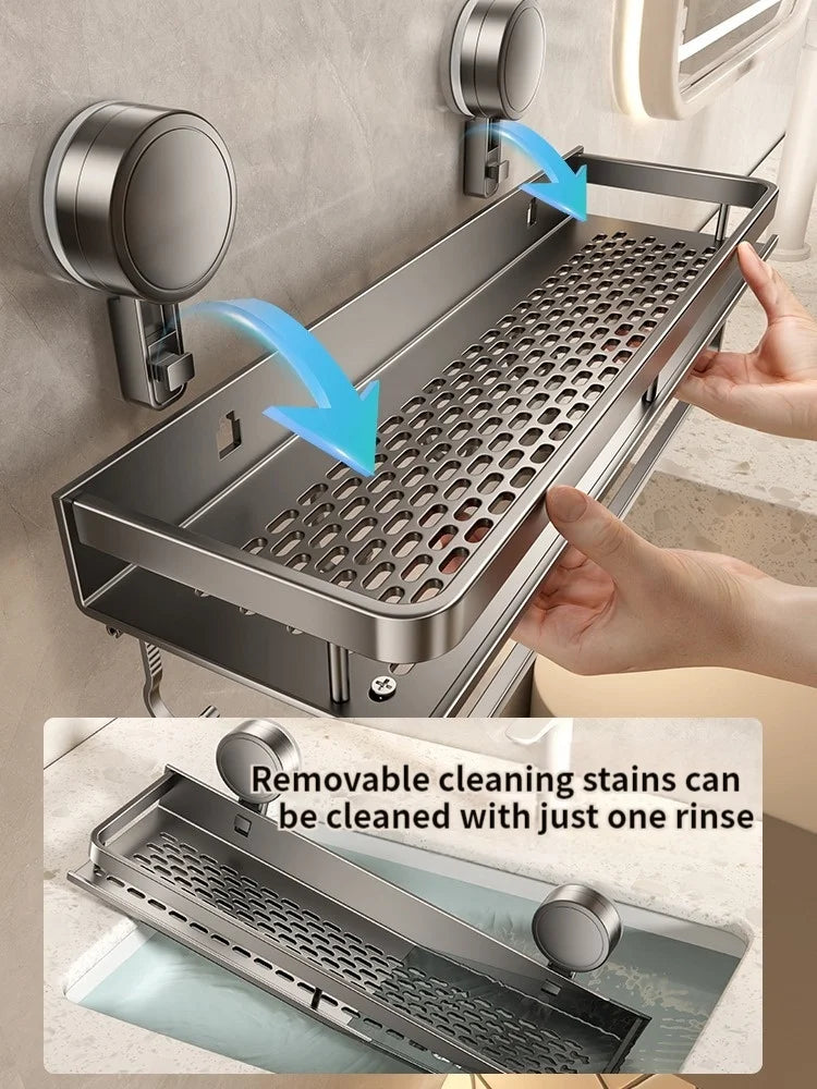 Bathroom Shelf with Suction Cups – No Drill Wall Mount in 3 Sizes