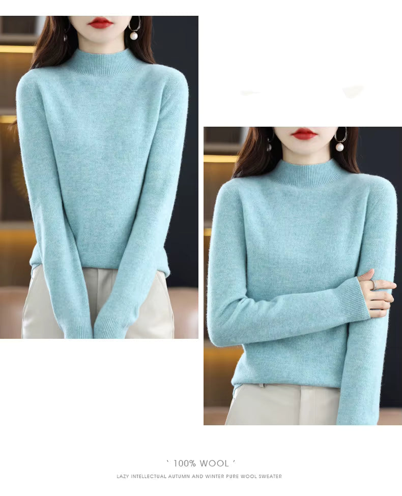 LuxeMerino Women's 100% Pure Wool Sweater for Chillier Days
