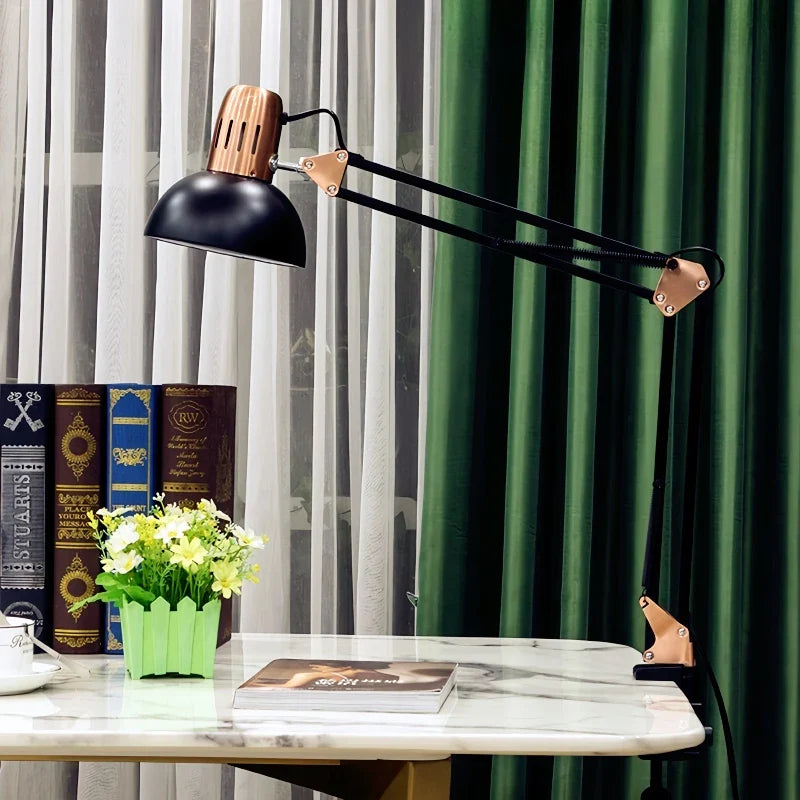 Adjustable LED Desk Lamp with Clamp and Swing Arm Design