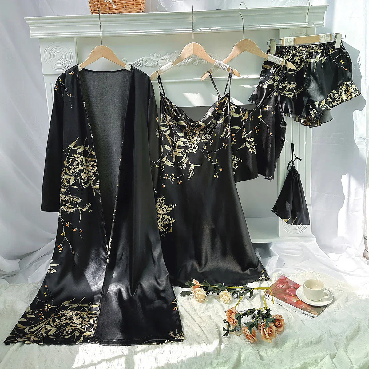 Celestial Dreams Satin Sleepwear Ensemble for Women