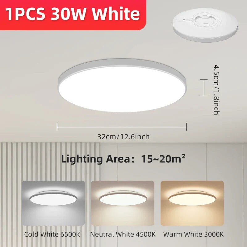 Round Ceiling Light with Motion Sensor - LED Technology for Generous Lighting